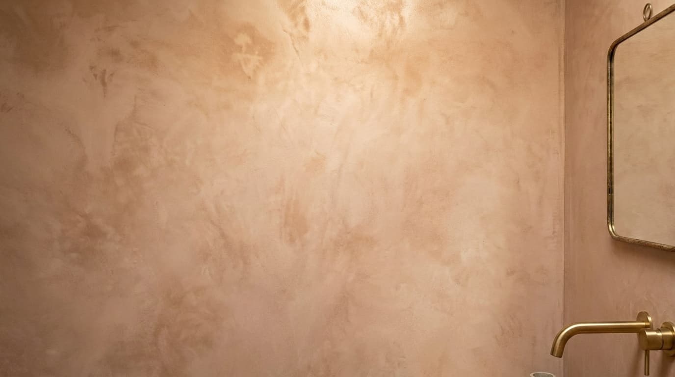 Tadelakt wall surface — close-up showing natural mottling