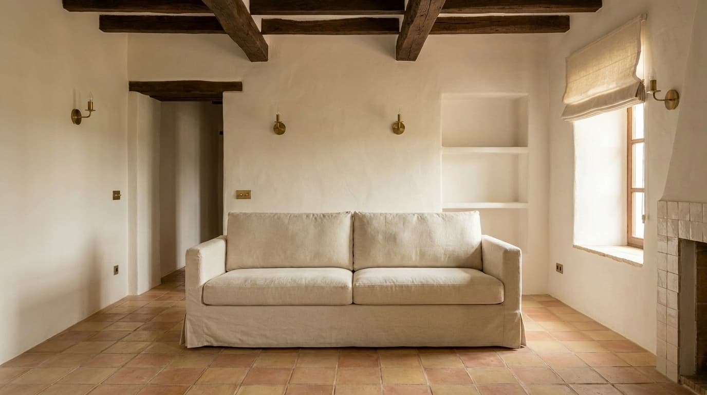 During — beams stripped, plaster re-applied, before furnishing