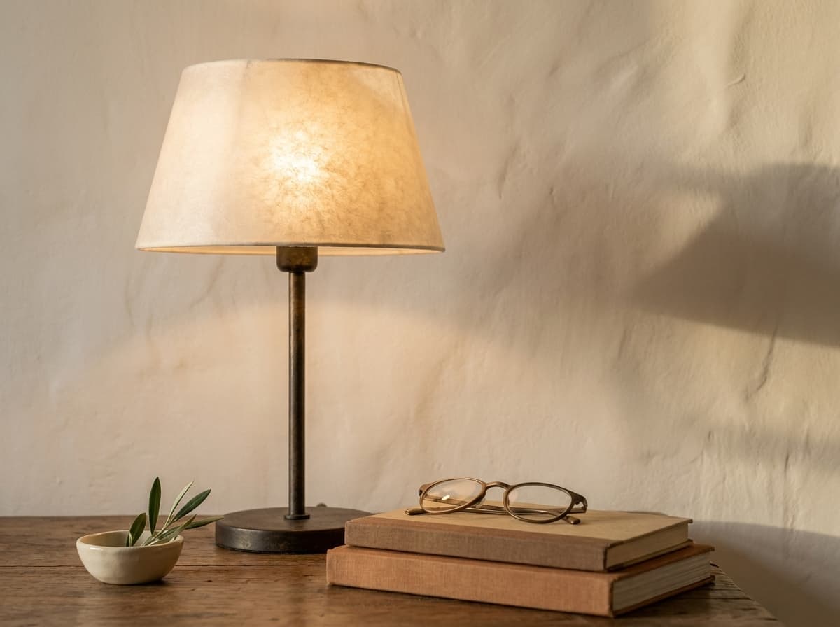 Hand-forged iron candle holder with beeswax pillar candle