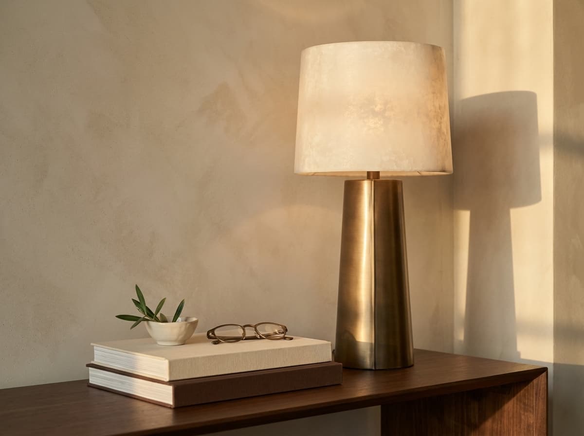 Sculptural alabaster-and-brushed-bronze table lamp