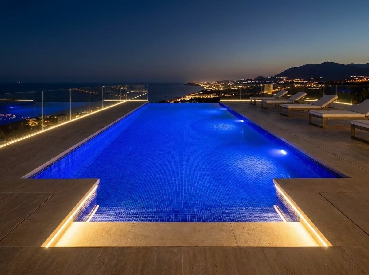 Pool at night — Astralpool RGB LED colour scene